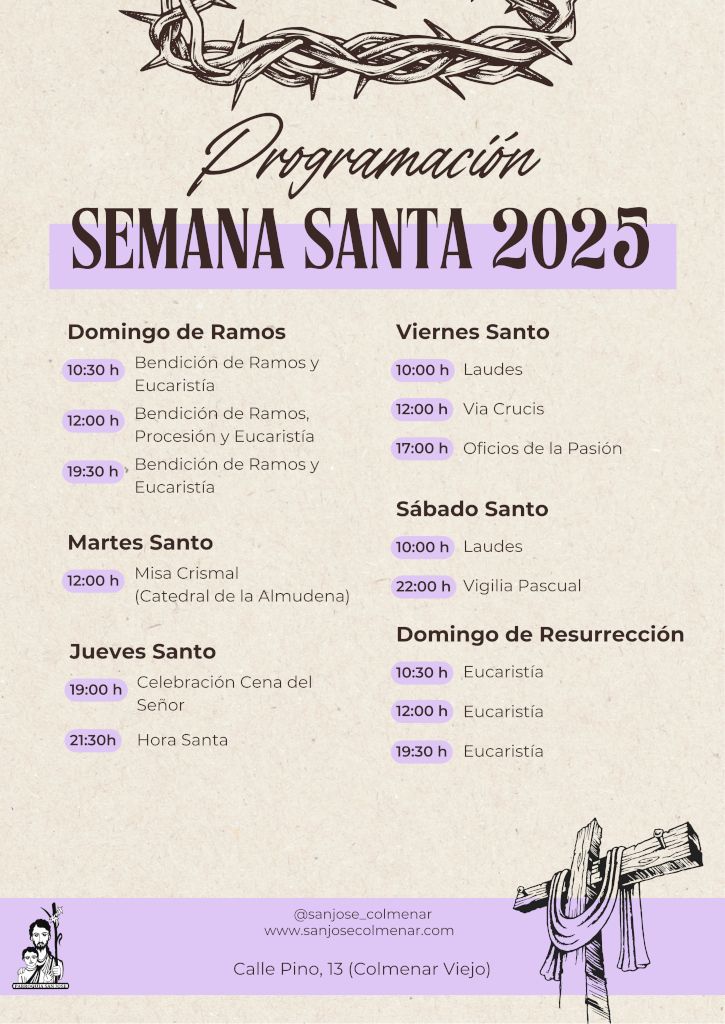 Cartel Vertical Semana Santa Ilustrado Moderno Beige y Lila 2