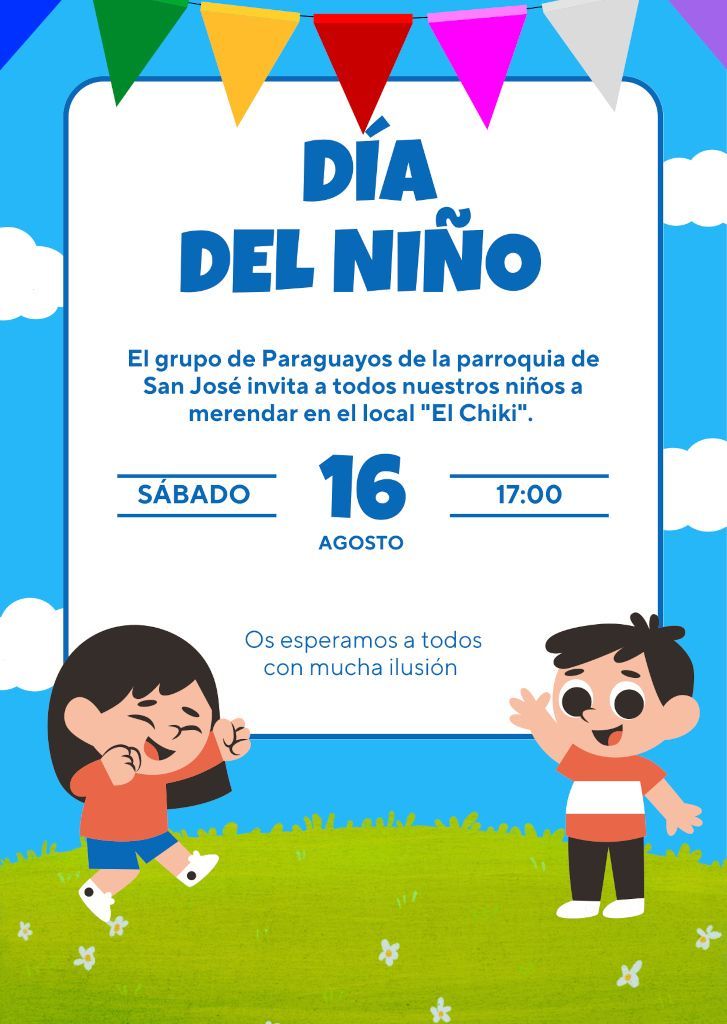 Invitación Evento Día del Niño Ilustrado Azul